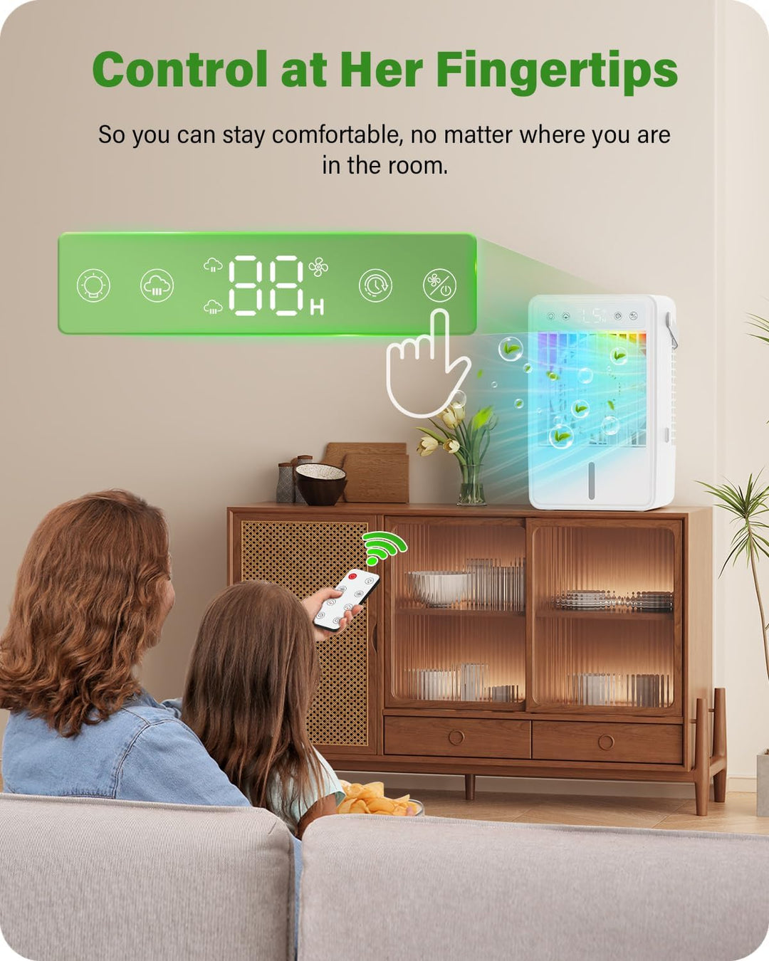 Mobiles Klimagerät mit 1500ML Wasserkühlung, Klimaanlage Mobil Mini Luftkühler USB betrieben, 3 Modi
