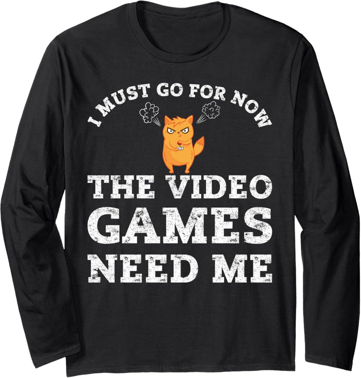 Video Gaming Taster Cat Streamer Funny Gamer Dad Geek Gift Langarmshirt