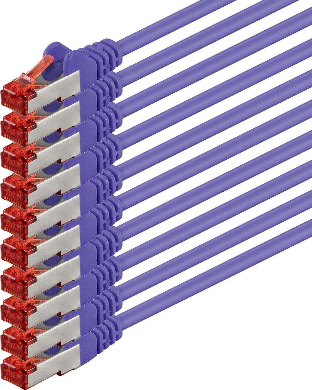 1aTTack.de 10x 10m - Cat 6 Netzwerk-Kabel Patch-Kabel Cat6 RJ45 SFTP - Viola
