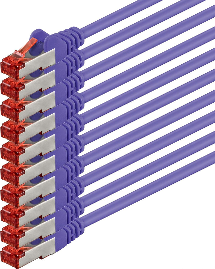 1aTTack.de 10x 10m - Cat 6 Netzwerk-Kabel Patch-Kabel Cat6 RJ45 SFTP - Viola