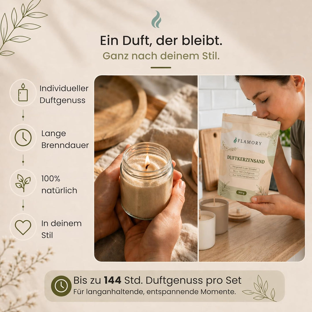 Kerzensand mit Duft Discovery Set 6x150g – [Orange/Vanille/Lavendel/Verbena/Rose/Sandelholz] – 18 Do