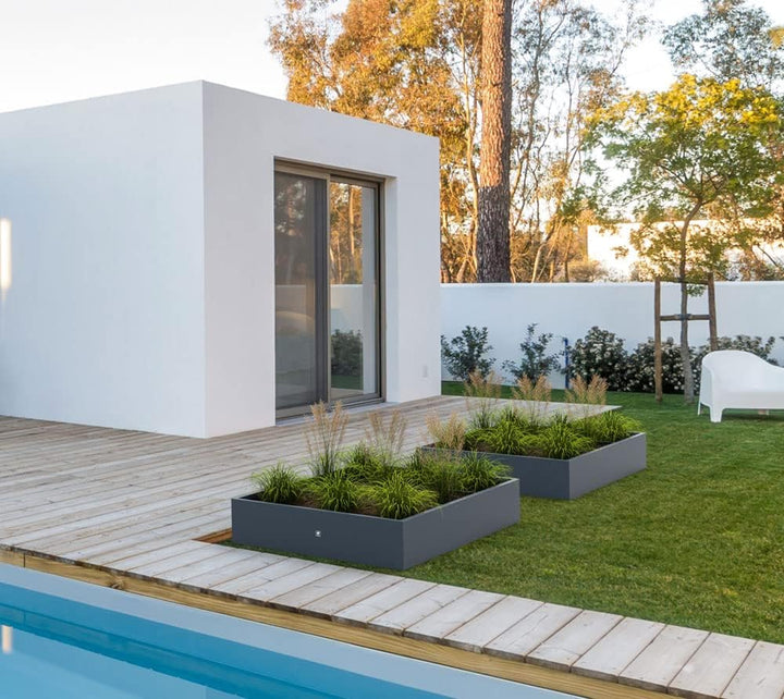 herstera Garden Metall Pflanzkübel Cube | Anthrazit | 150x100x25 cm Mehrfarbig 100 x 150 x 25 cm, Me