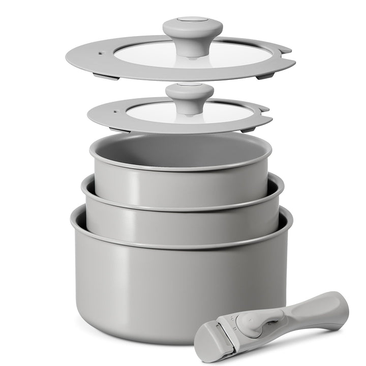 Topfset Induktion 6-teilig, Antihaft Keramik Kochtopf Set abnehmbarer griff, Molekular gebondeter In