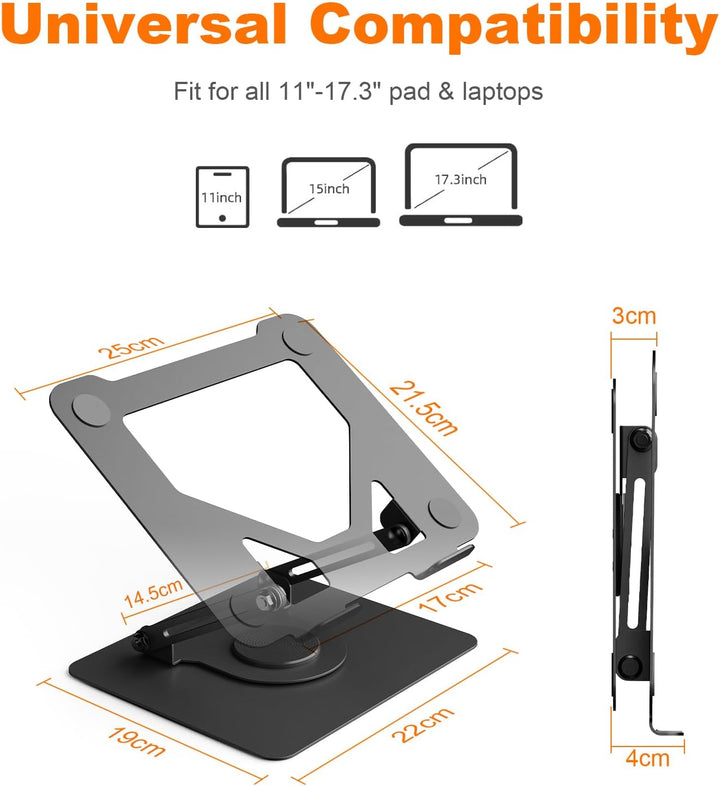 GRIFEMA Laptop Ständer mit 360 Drehbarer Basis, Höhenverstellbar, Belüfteter, Faltbarer Laptop Stand