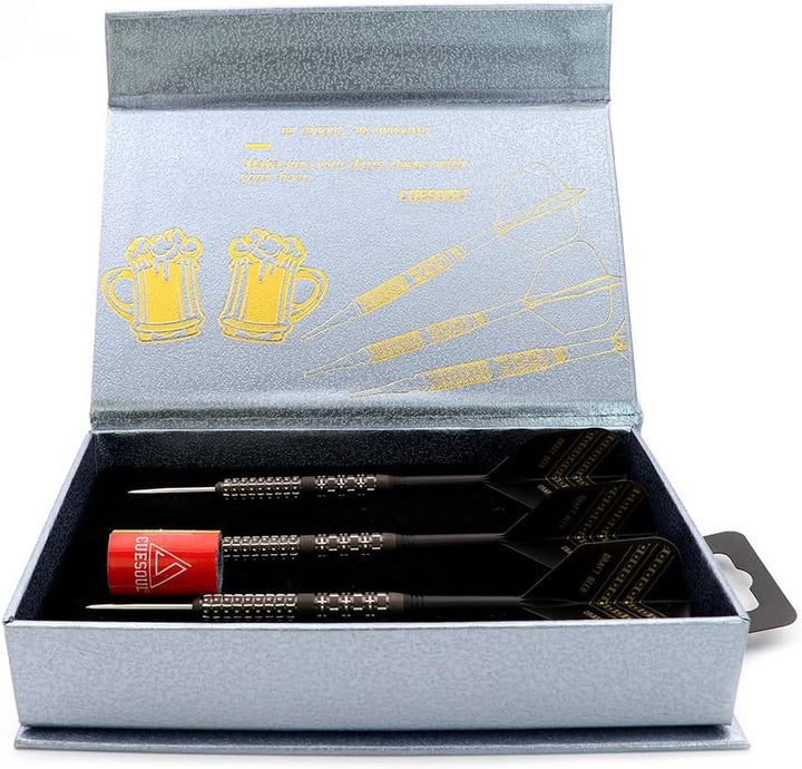 CUESOUL Steel Tip 90% Tungsten Dart Set mit Ölfarbe Finish und ROST Flights 23g Fassbier-1, 23g Fass