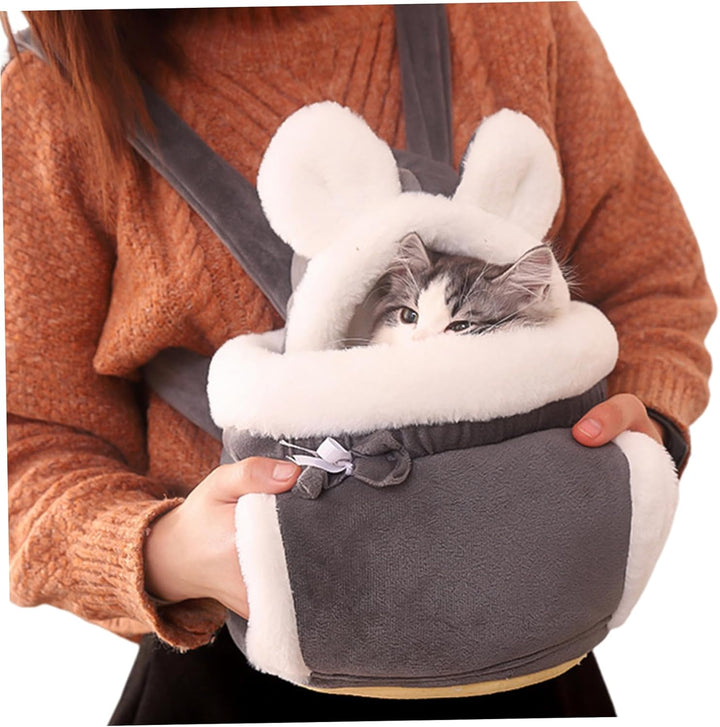 Katzentasche, weicher und Warmer Katzen- und Hunde-Frontträger, Doppeltaschen-Rucksack, Winter-Plüsc