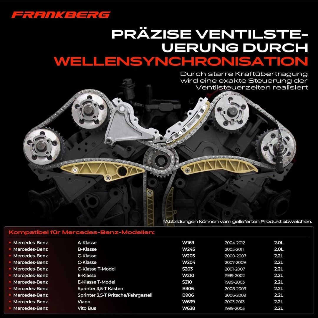 Frankberg Steuerkettensatz Kompatibel mit W169 W245 W203 W204 S203 W210 S210 B906 W639 W638 2.0L 2.2