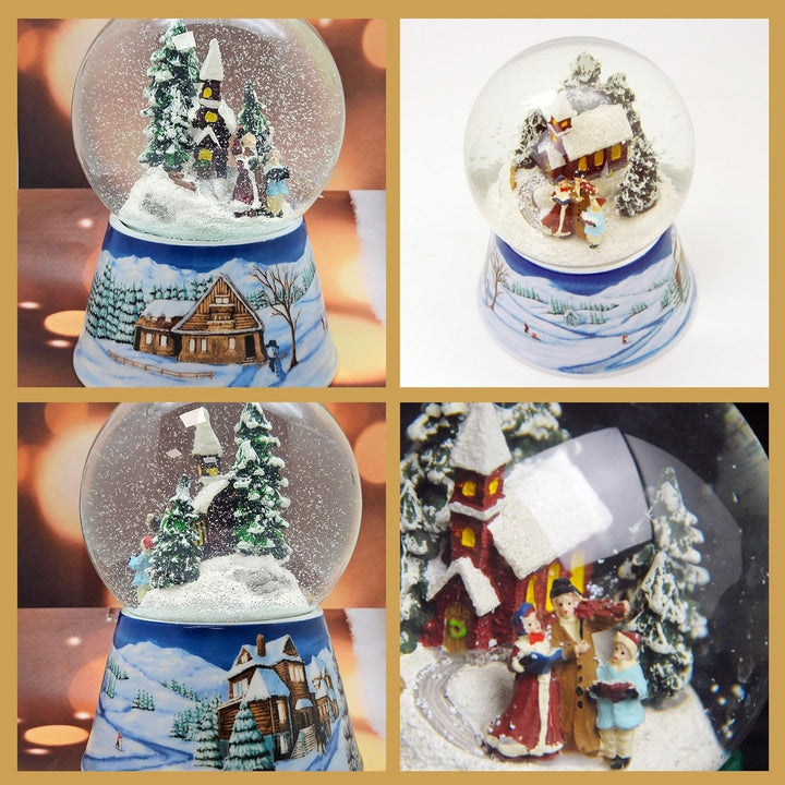 Schneekugel Weihnachtsspaziergang * auf Sockel nostalgische Winterlandschaft Häuser Weihnachten Wint