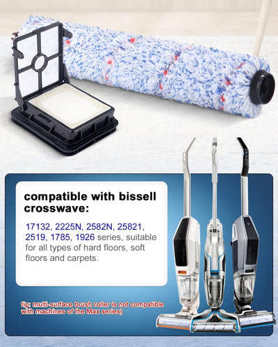 Zubehör für Bissell Crosswave 3-In-1,4 Bürstenrolle Und 5 Filter für Bissell Crosswave 3-in-1, Hartb