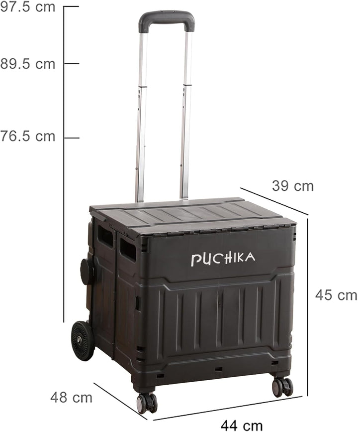 PUCHIKA Einkaufstrolley klappbar, Einkaufswagen Trolley, Einkaufstrolley mit Deckel, Shopping Trolle