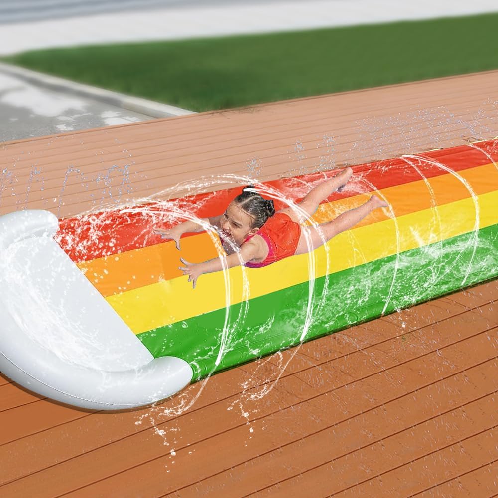 Wasserrutsche Garten für Kinder, Single Wasserrutschmatte mit Bodyboards, Wasserrutsche Kinder Draus