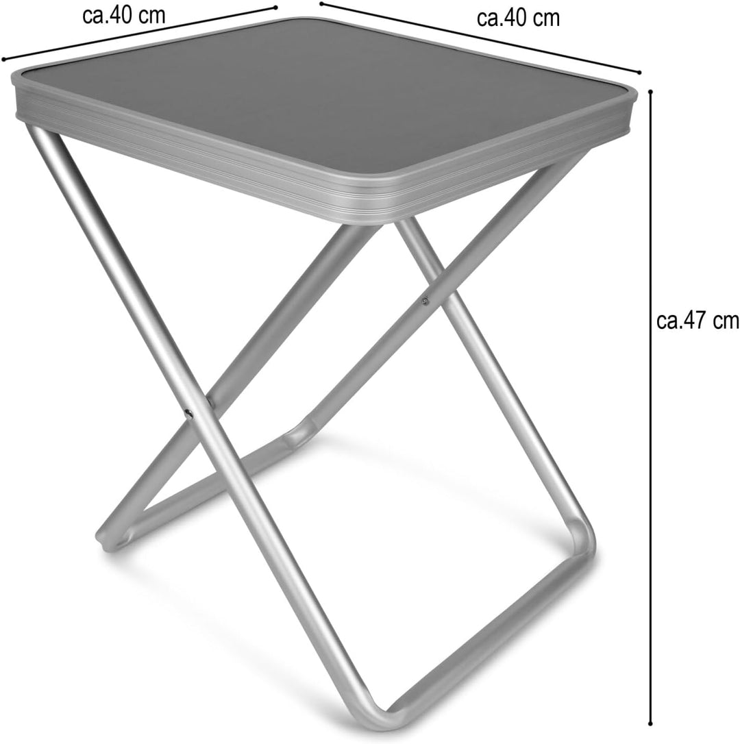 Preiswert&Gut Klappstuhl Sitzhöhe 45cm aus Aluminium bis 100kg mit Tischplatte MDF 40x40cm, 20kg bel