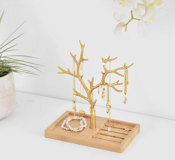 Schmuckbaum Weiss Gold, Schmuckhalter Weiss, Schmuckständer Schwarz, Schmuckaufbewahrung Rose Gold W