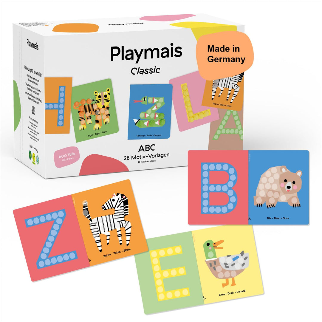 Playmais Classic ABC | 800 Playmais Teile | Bastelset | natürliches Spielzeug | inkl. Schwämmchen, B