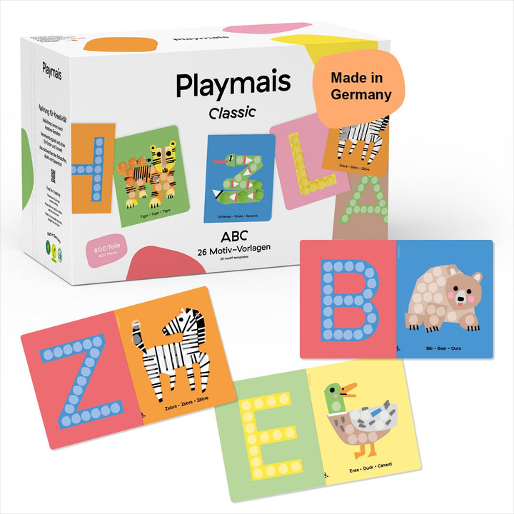 Playmais Classic ABC | 800 Playmais Teile | Bastelset | natürliches Spielzeug | inkl. Schwämmchen, B