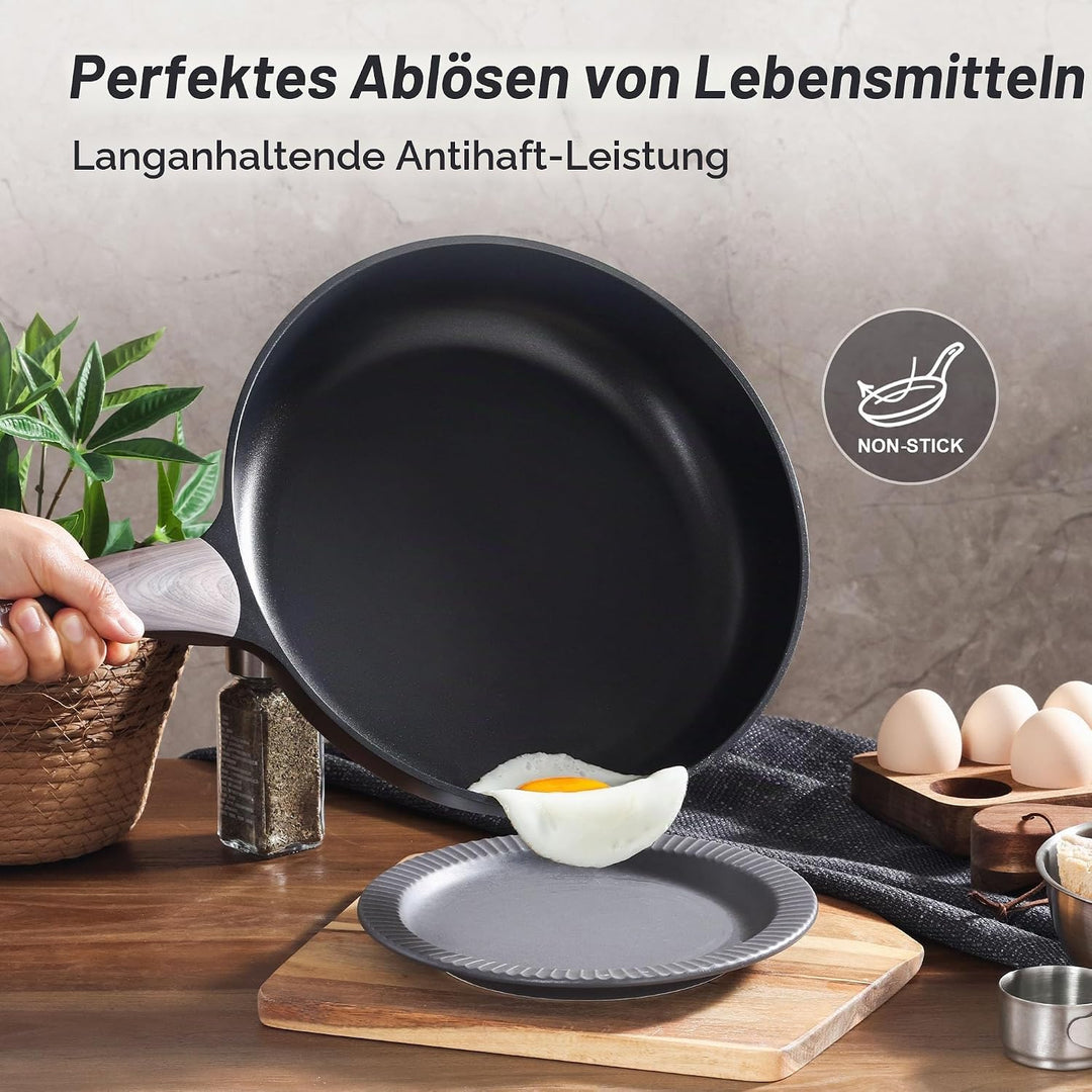 SENSARTE Antihaft Bratpfanne mit Deckel 24cm Antihaft-Eierpfanne Omelettpfanne, Gesunde Küche Kochen