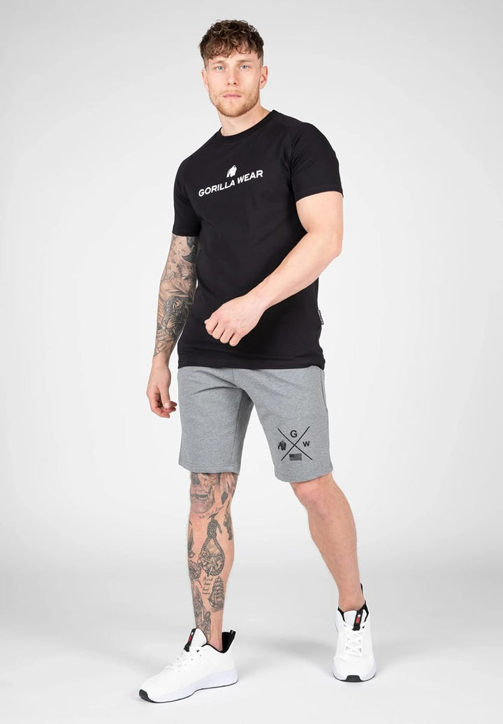 Gorilla Wear - Davis T-Shirt - schwarz - Bodybuilding Sport Alltag Freizeit mit Logo Aufdruck leicht