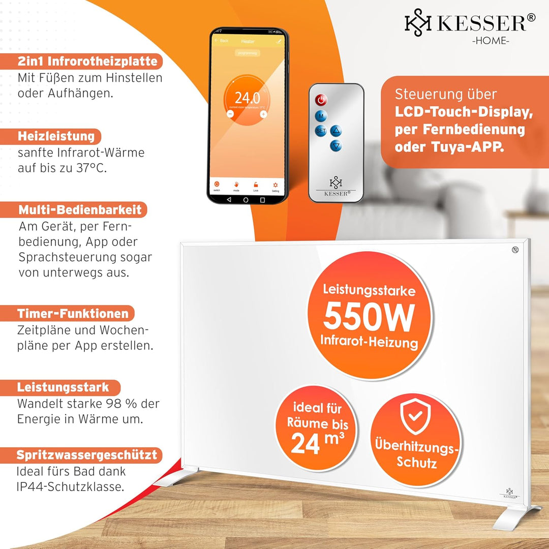 KESSER® Infrarotheizung Energiesparend Infrarot Standgerät &amp; Wandmontage Elektroheizung 550W mit Fer