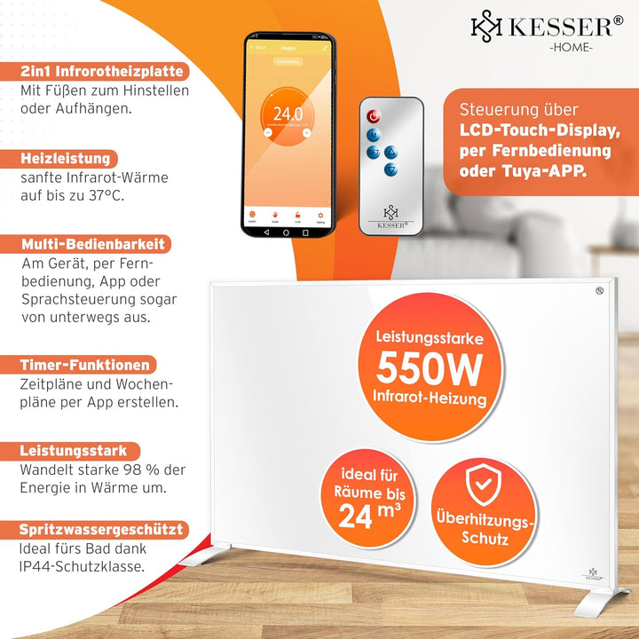KESSER® Infrarotheizung Energiesparend Infrarot Standgerät &amp; Wandmontage Elektroheizung 550W mit Fer