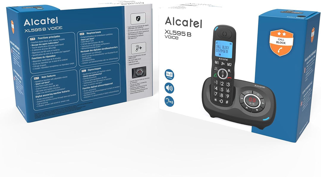 ALCATEL XL 595 B Voice Black mit Anrufbeantworter, Telefon für Senioren mit Blockierung unerwünschte