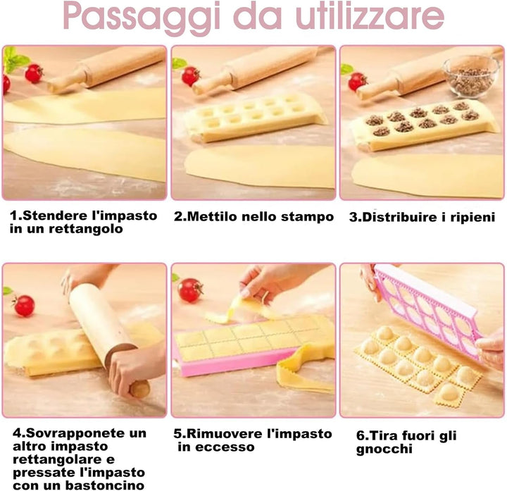 Form Ravioli, 2 Stück, quadratisch und rund, 21 Plätze, Gelb | Kunststoff, wiederverwendbar, leicht
