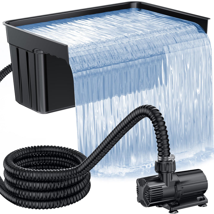 POPOSOAP Wasserfall Teich 60cm Überlauf für grosse Gartenteich-Wasserspiele Bis zu 15000 Liter, Bis