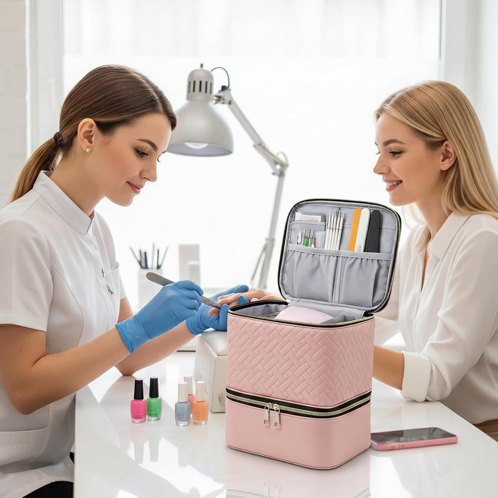 Nagellack Organizer Tasche, Doppelschicht Nagellack Aufbewahrung Box, Grosser Nagelkoffer für Nageld