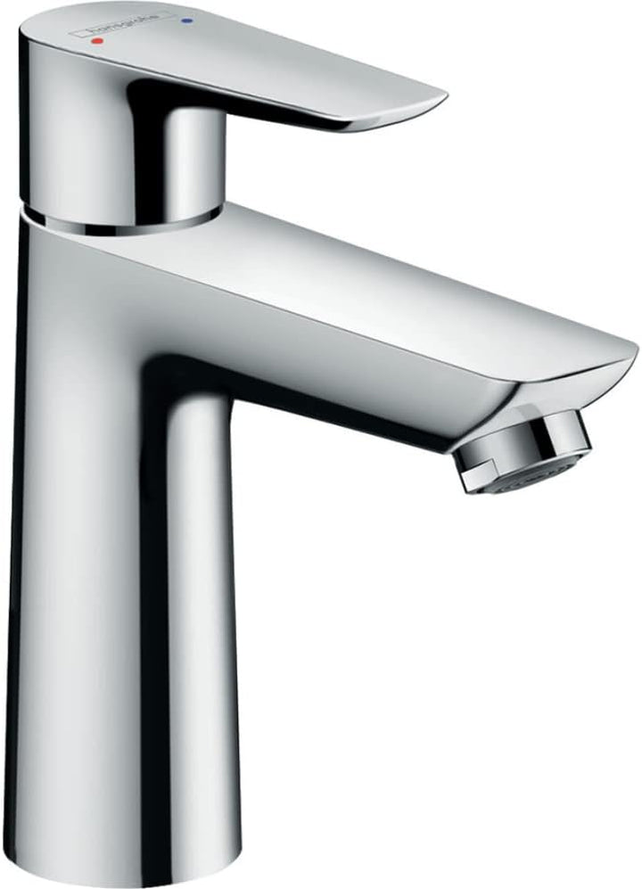hansgrohe Waschtischarmatur Talis E, Wasserhahn Bad mit Auslauf Höhe 110 mm, mit Zugstange, Badarmat