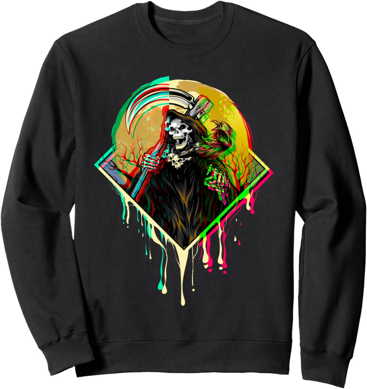 Sensenmann Krähe Der Tod Okkultes Vaporwave Rabe Goth Sweatshirt
