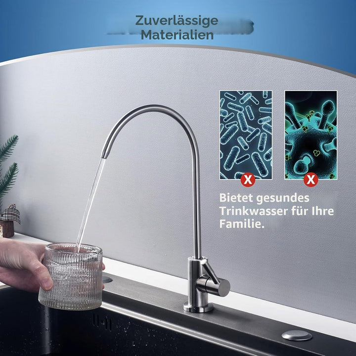 Umkehrosmose Wasserfilter Wasserhahn, 1/4'' RO Osmoseanlage Trinkwasser Wasserhahn, 360° Schwenkbar