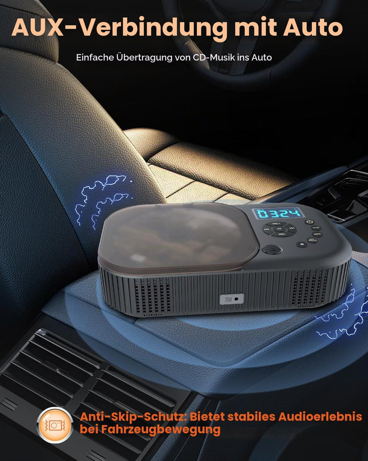 MONODEAL CD Player Tragbar, Tragbarer CD Player mit Zwei Stereo Lautsprechern und Bluetooth &amp; Radio,