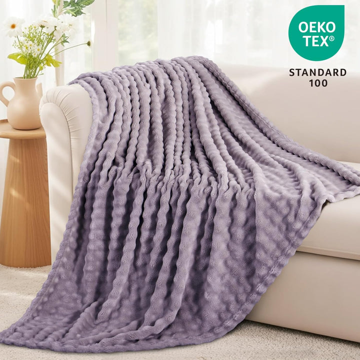 RUIKASI Bubble Decke Kuscheldecke Flauschig Violett - 150x200cm Sofadecke & Couchdecke aus Plüsch, W