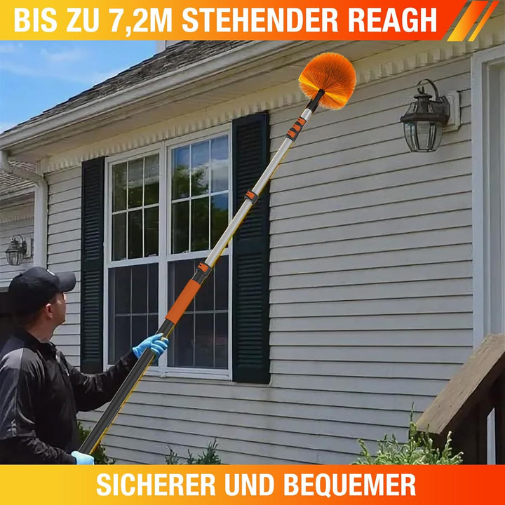 LAANPOLE 7,2m Staubwedel Teleskop Waschbar, Spinnenwebenentferner zum Reinigen, Spinnwebenbesen mit