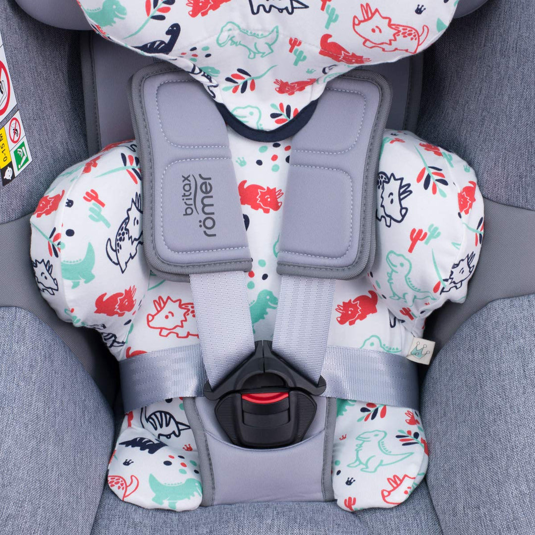 JYOKO KIDS Bezug für Auto-Sitzverkleinerer kompatibel mit Romer Dualfix I-Size, Aus Baumwolle (Dino