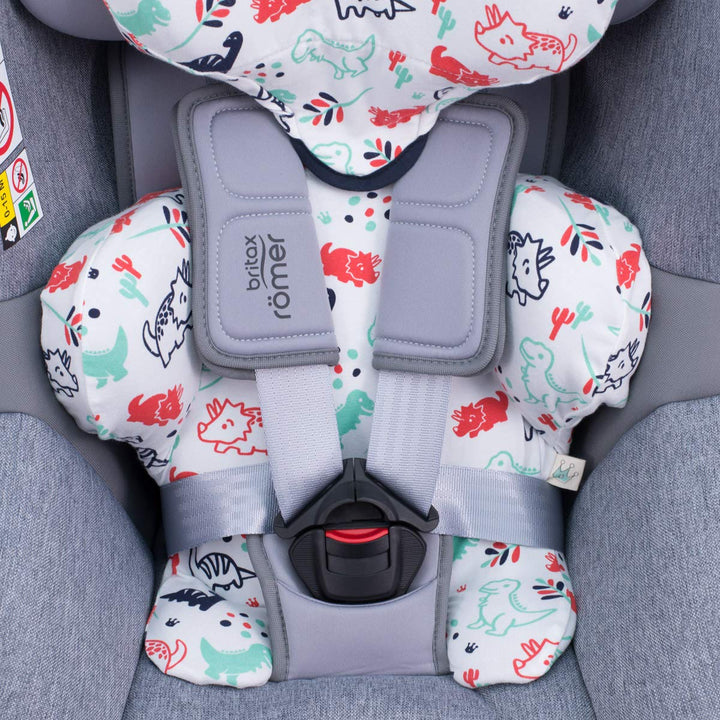 JYOKO KIDS Bezug für Auto-Sitzverkleinerer kompatibel mit Romer Dualfix I-Size, Aus Baumwolle (Dino