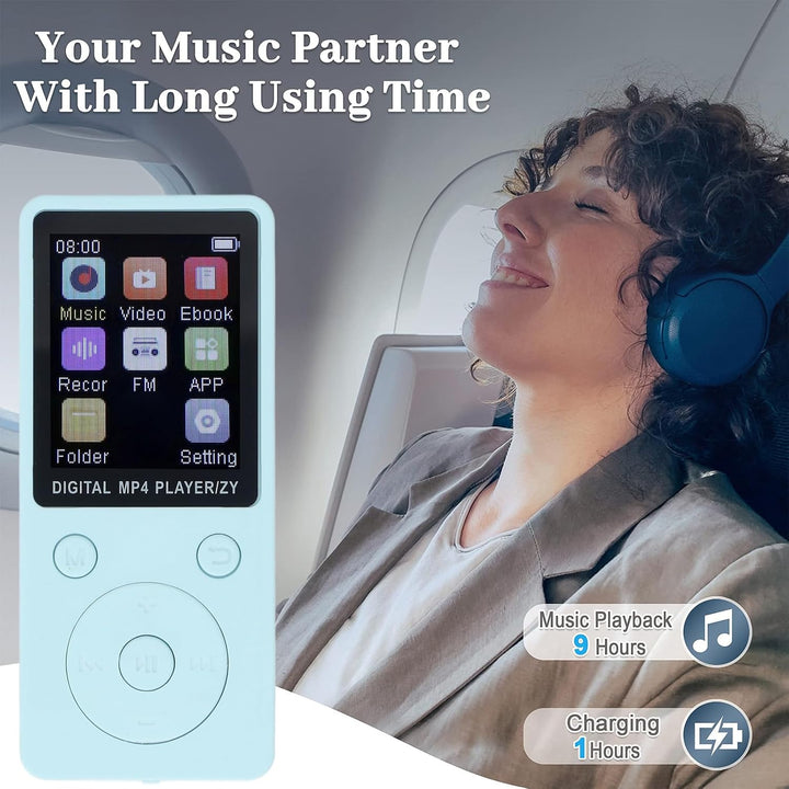 MP3-Player mit Bluetooth, HiFi-Sound, 1,8-Zoll-Bildschirm, Tragbarer Musik-Player mit Kopfhörern, Ra