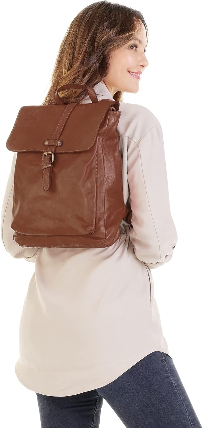 Samantha Look Rucksack Echt Leder Damen - 021380 Cognac, Cognac