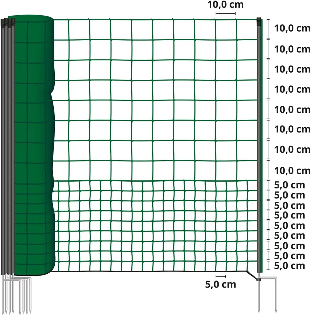 VOSS.farming Zaun Netz Kit, Nicht elektrisch, 50 m Länge und extra hohe 125 cm, einfachen Zugang Sys