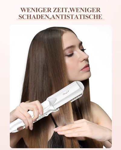 CkeyiN Kreppeisen für Haare,3 in 1 Haarglätter Glätteisen Keramik,Multistyler Glätteisen Set Wellene