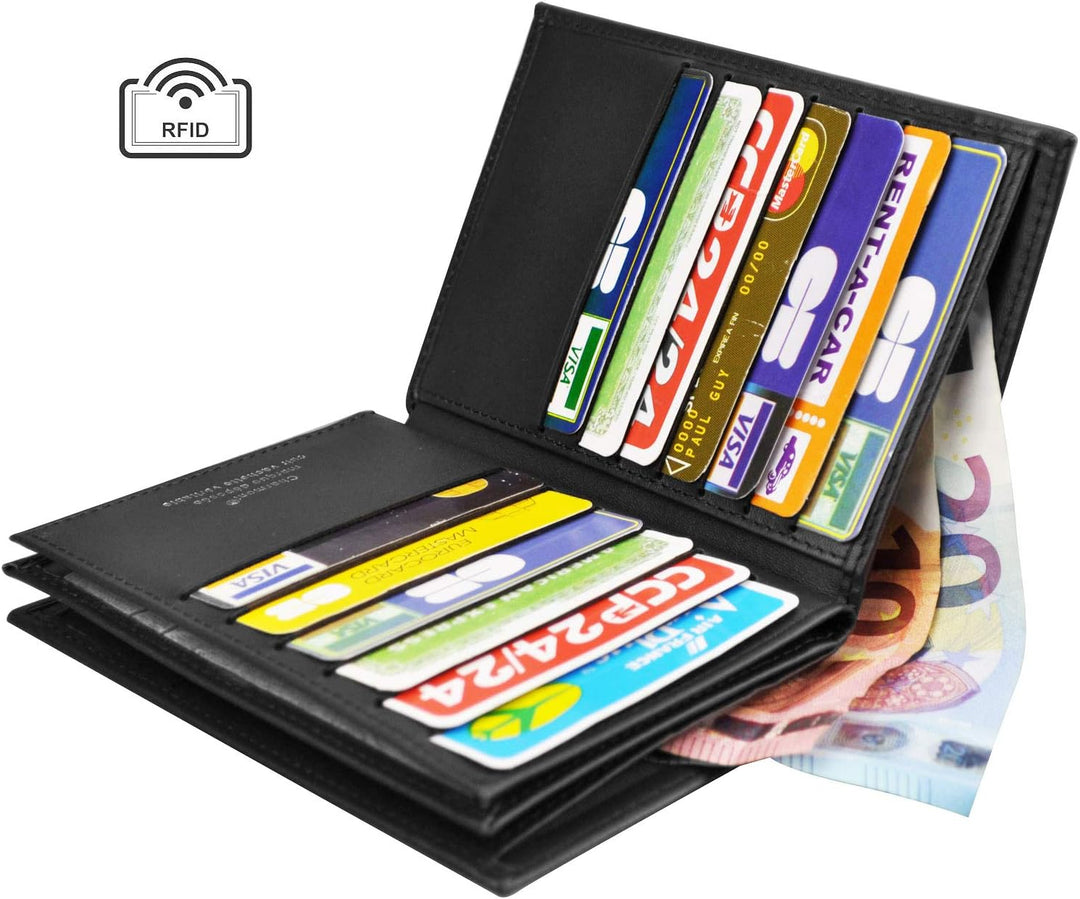 Charmoni - Max – Grosse Geldbörse – Herrengeldbörse – Anti-Piraterie – RFID-Blockierung – 4 Klappen