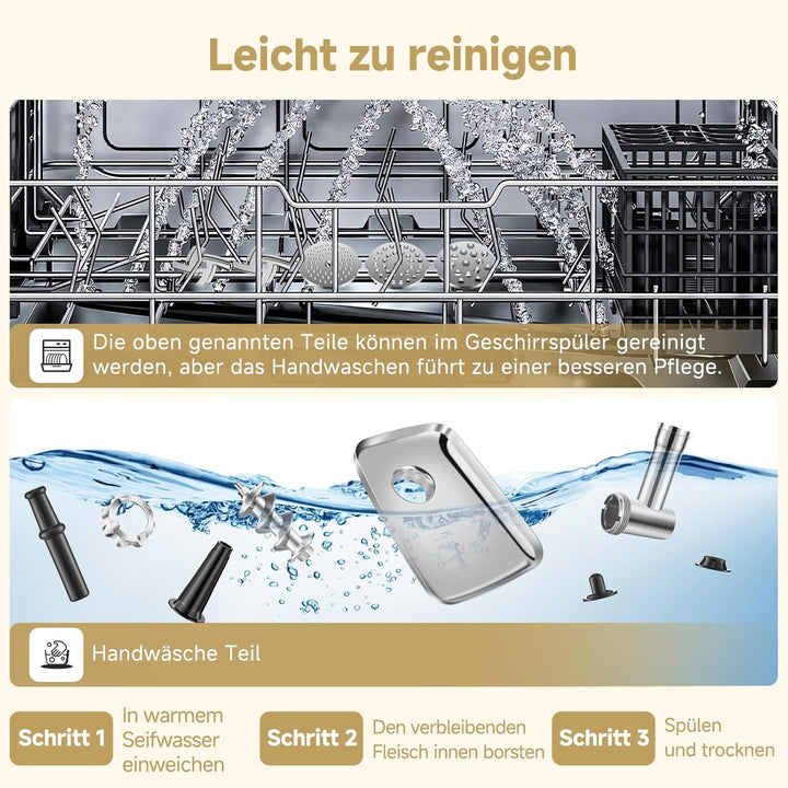 AAOBOSI Fleischwolf Elektrisch, 3-IN-1 [3000W Max] Multi Fleischwolf mit 3 Edelstahl-Schleifplatten,