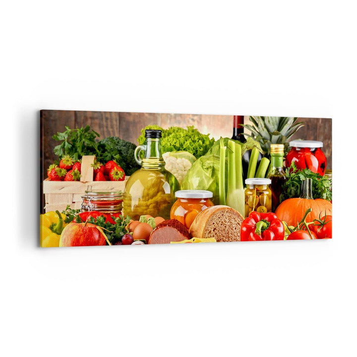 Wandbilder Dekoration Wohnzimmer Lebensmittel Gemüse Brokkoli Fleisch Bilder auf Leinwand 120x50cm L