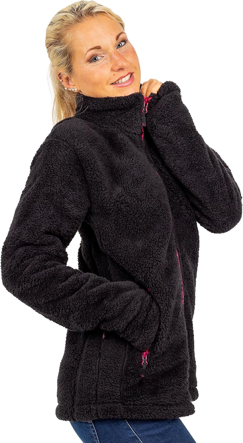 Reichstadt Damen Fleecejacke extra lange Ärmel Kuschelig XS Schwarz, XS Schwarz