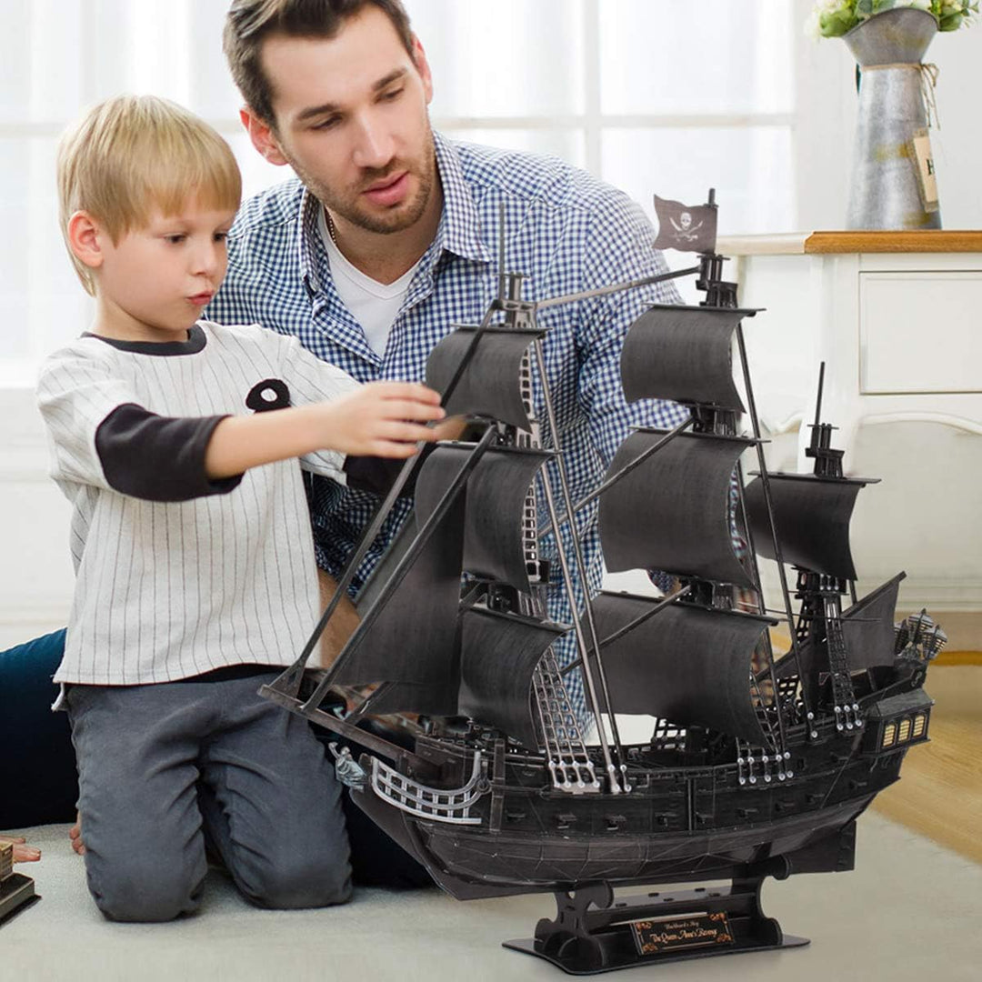 CubicFun Puzzle 3D LED 68 cm Black Pearl – Modell eines Bootes der Queen Anne's Revenge, Geburtstags