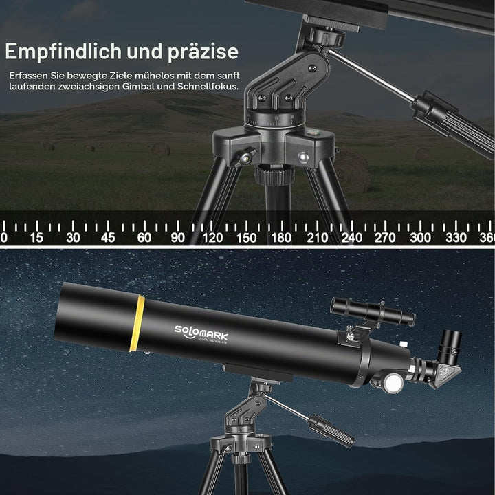 Teleskope für Erwachsene Astronomie, 80mm Aperture 900mm Refraktor Teleskop für Kinder, Anfänger, ko