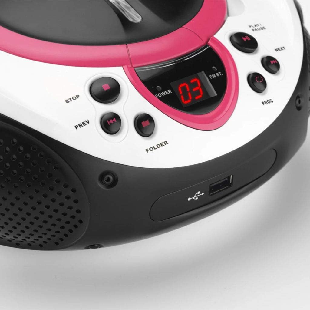 Lenco SCD-38 Tragbares UKW-Radio mit CD/MP3-Player (USB 2.0) Pink