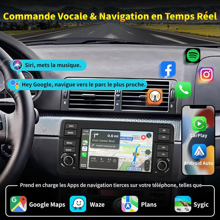 2 DIN Autoradio mit Bildschirm für BMW E46 Sedan Touring Coupé Convertible M3 Compact Rover 75 MG ZT