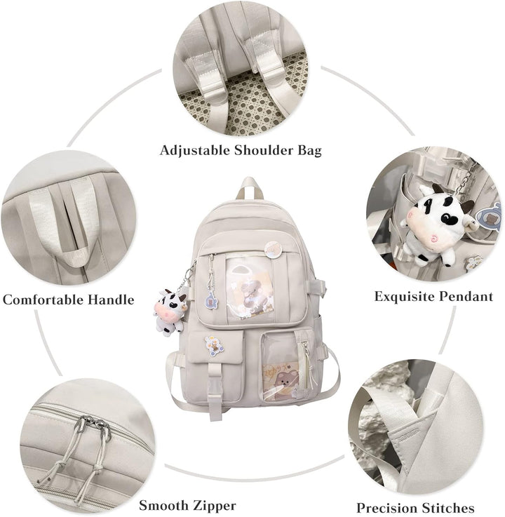 PORRASSO Mädchen Schulrucksack Süsser Schultasche Schüler Rucksäcke Teenager Nylon Daypack Damen Sch