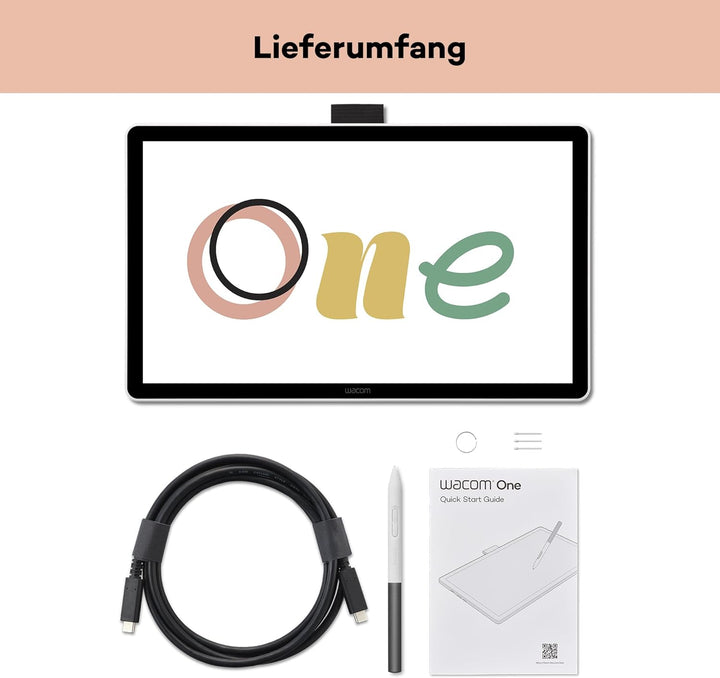 Wacom One 14 Grafiktablett mit Display – 14,0″ Full HD Zeichentablett mit Stift ohne Batterie, entsp