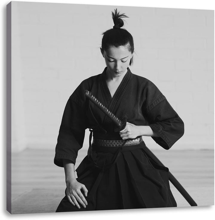 stolze Samurai-Kriegerin, Format: 70x70 auf Leinwand, XXL riesige Bilder fertig gerahmt mit Keilrahm